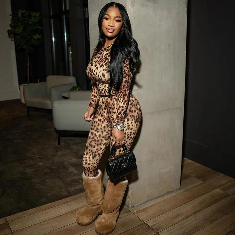 Leopard Print Mesh Set