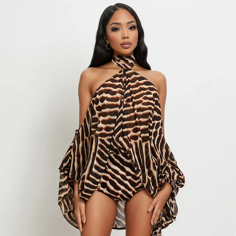 Animal Print Dress and Shorts Set