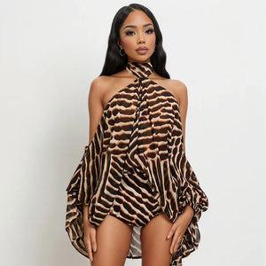 Animal Print Dress and Shorts Set