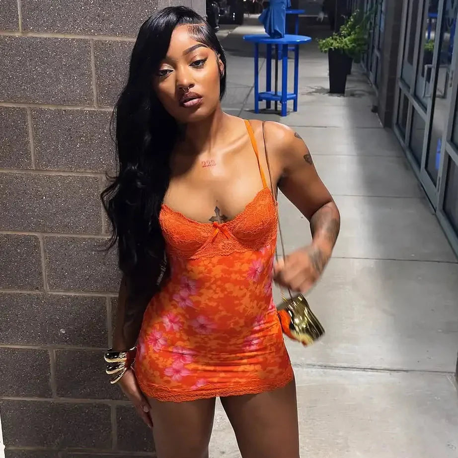 Floral Lace Mini Dress