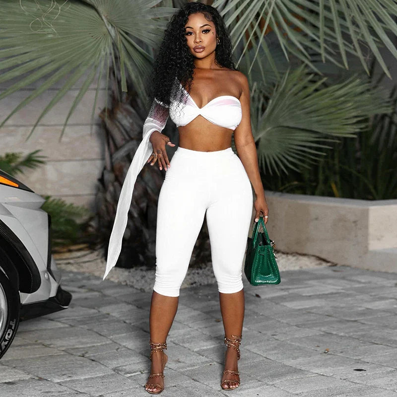 Twist Shoulder Capri Set
