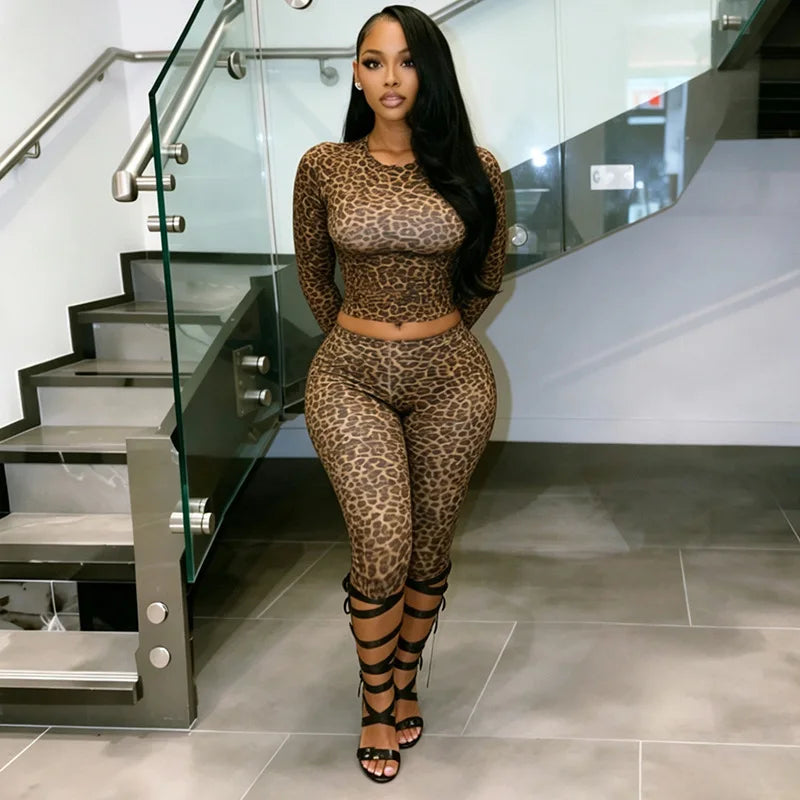 Leopard Crop Capri Set