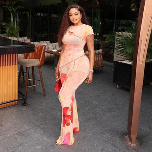 Floral Illusion Mesh Two-Piece Set