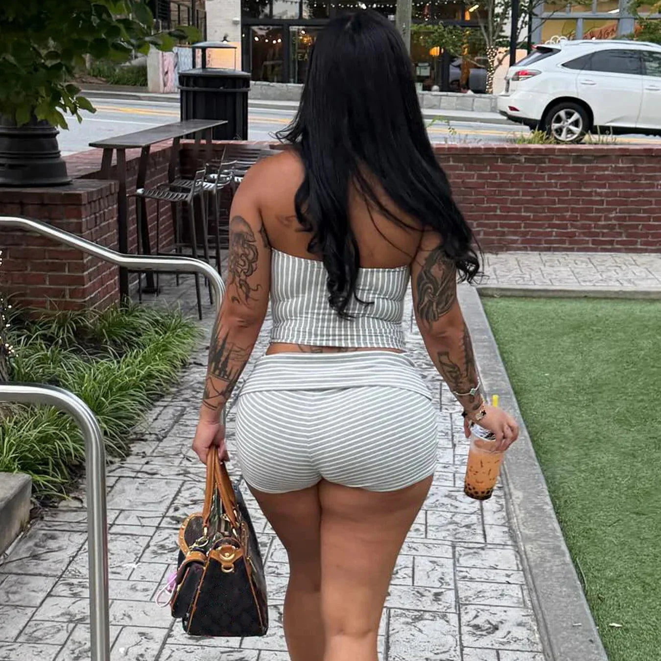 Striped Tube Shorts Set