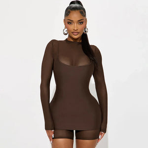 Illusion Mesh Romper Dress