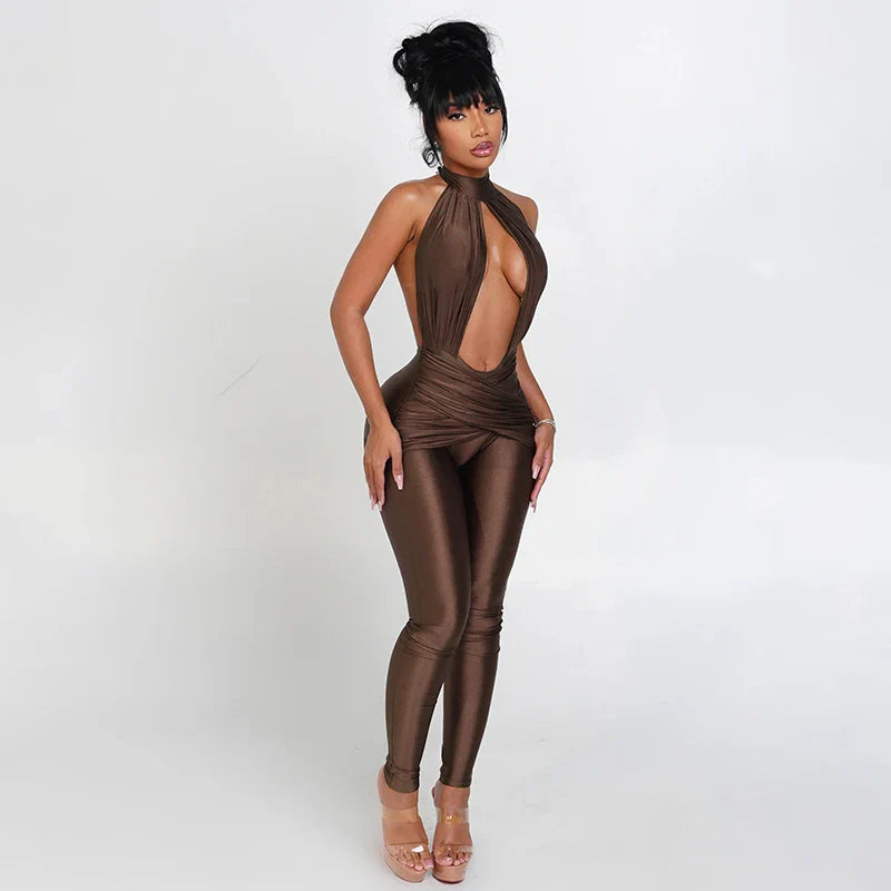 Deep Plunge Halter Jumpsuit