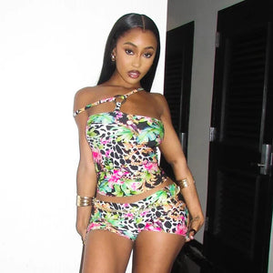 Tropical Jungle Strap Shorts Set