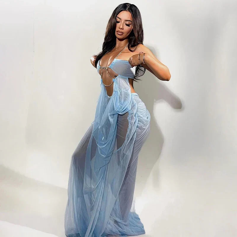 Jeweled Chain Maxi Dress