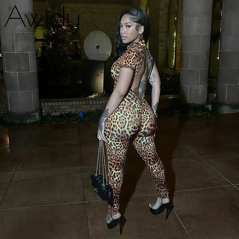 Leopard Open-Back Jumpsuit