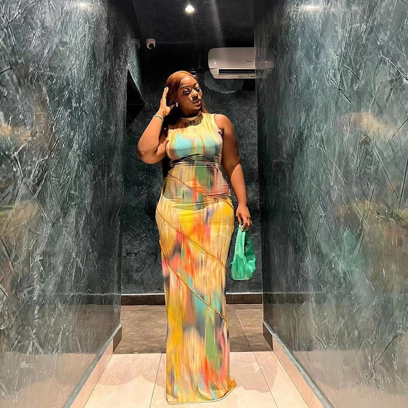 Aesthetic Tie Dye Maxi Dress