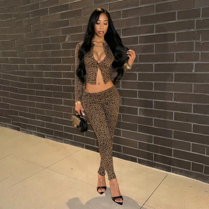 Leopard Print Two-Piece Set