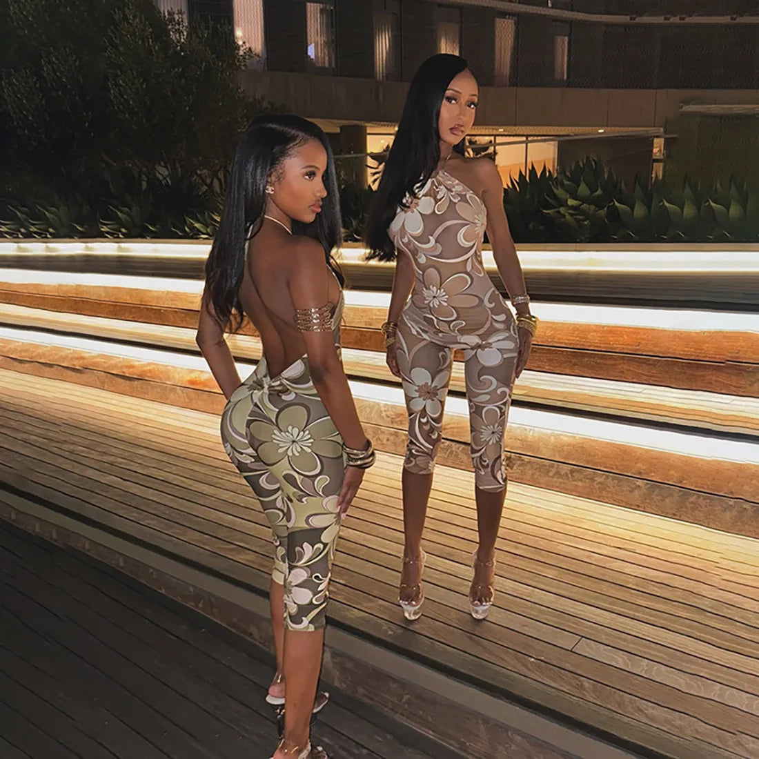 Retro Bloom Backless Playsuit