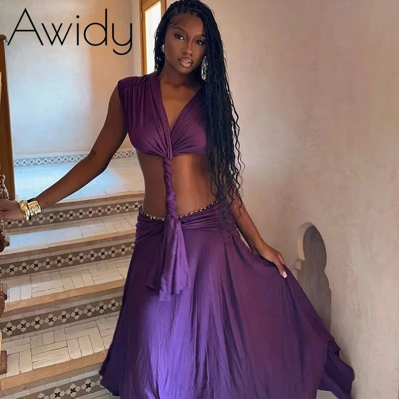 Twist-Front Cutout Maxi Dress