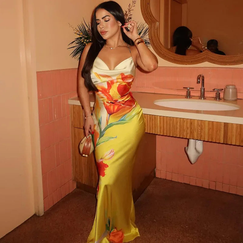 Floral Backless Maxi Dress