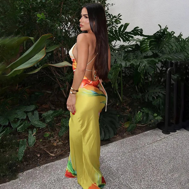 Floral Backless Maxi Dress