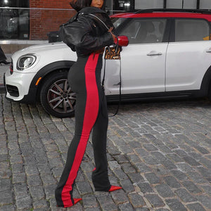 High Waist Stripe Split Pants