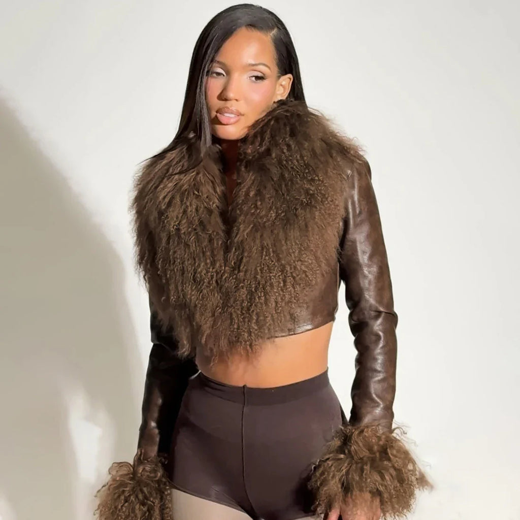 Faux Leather Fur Jacket