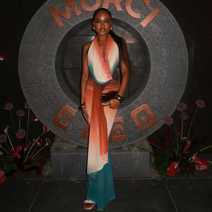 Draped Contrast Halter Set