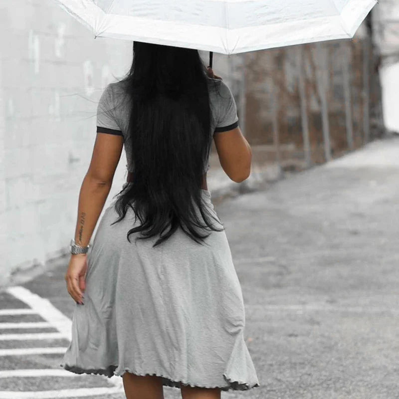 Contrast Trim Skirt Set