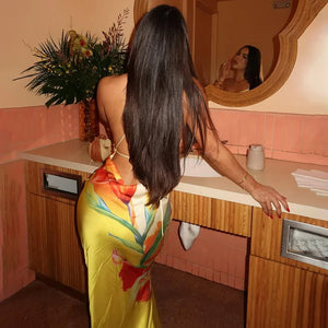 Floral Backless Maxi Dress