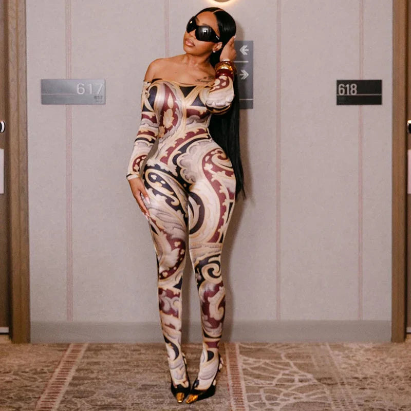 Baroque Off-Shoulder Jumpsuit