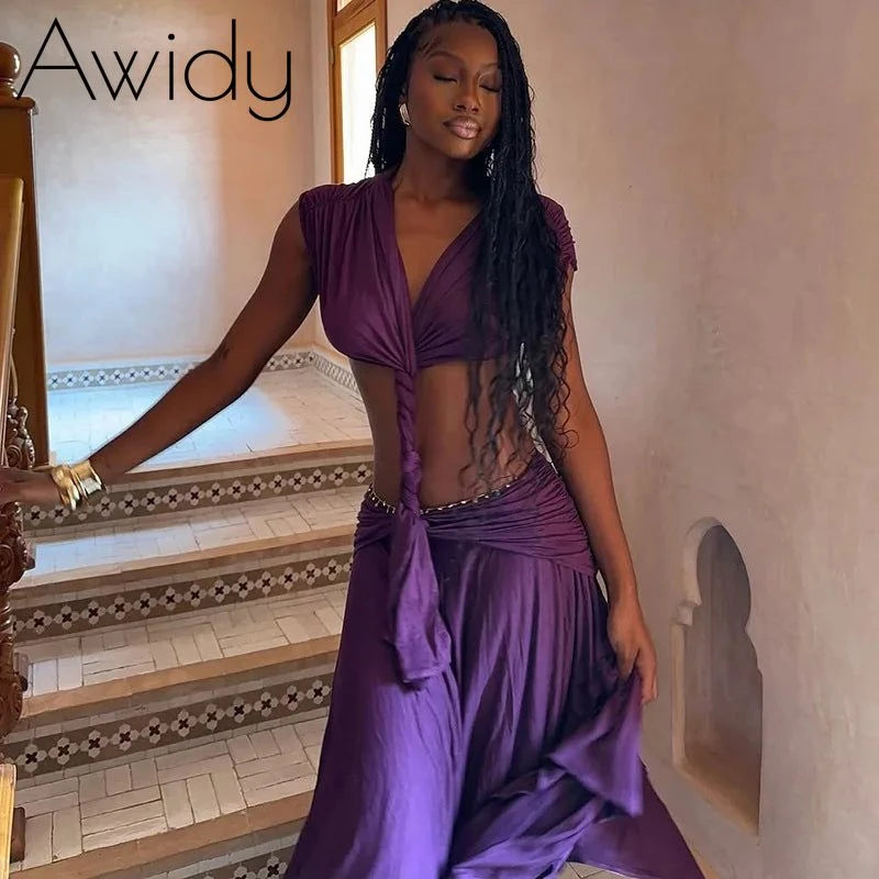 Twist-Front Cutout Maxi Dress