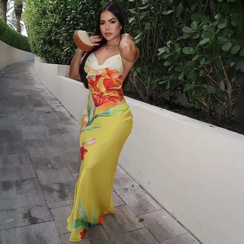 Floral Backless Maxi Dress