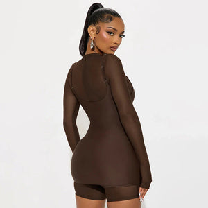 Illusion Mesh Romper Dress