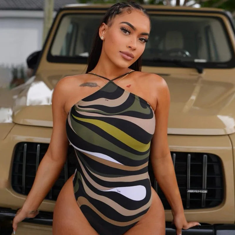 Swirl One-Shoulder Bodysuit