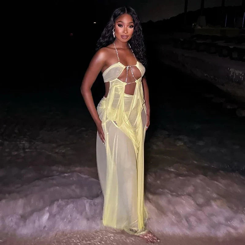 Jeweled Chain Maxi Dress