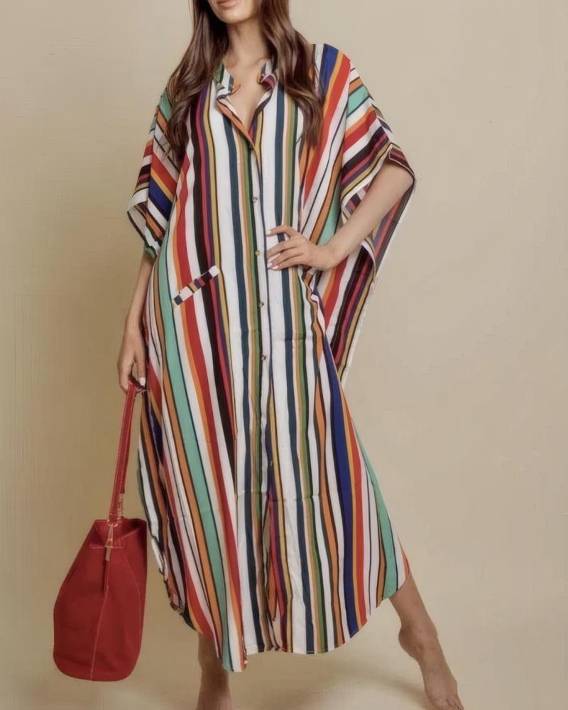Leopard Print Batwing Sleeve Beach Coverup Dress