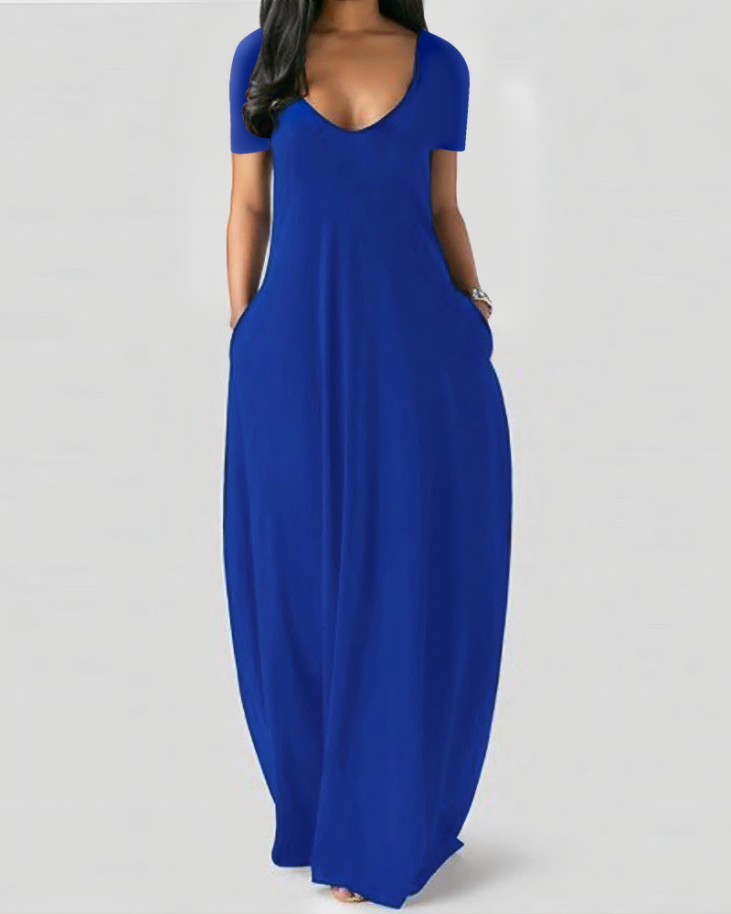Crimson Ease V-Neck Maxi Dress