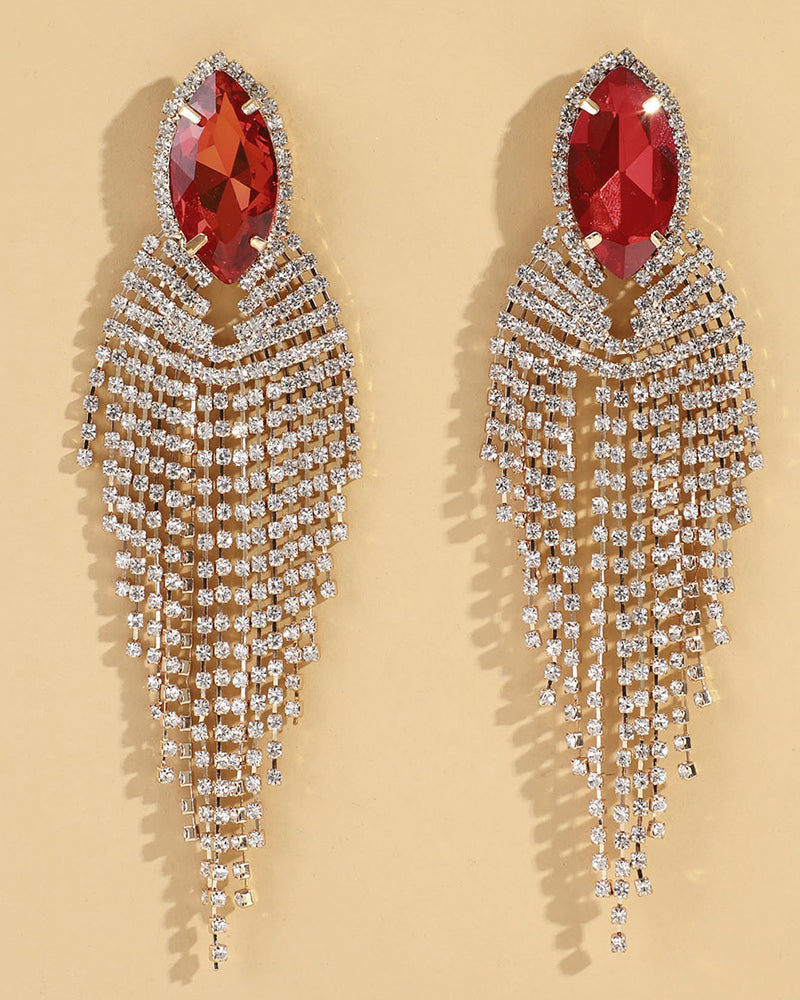 earrings CRYSTAL WATERFALL RED
