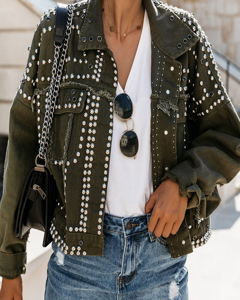 Studded Jewel Jacket GREEN