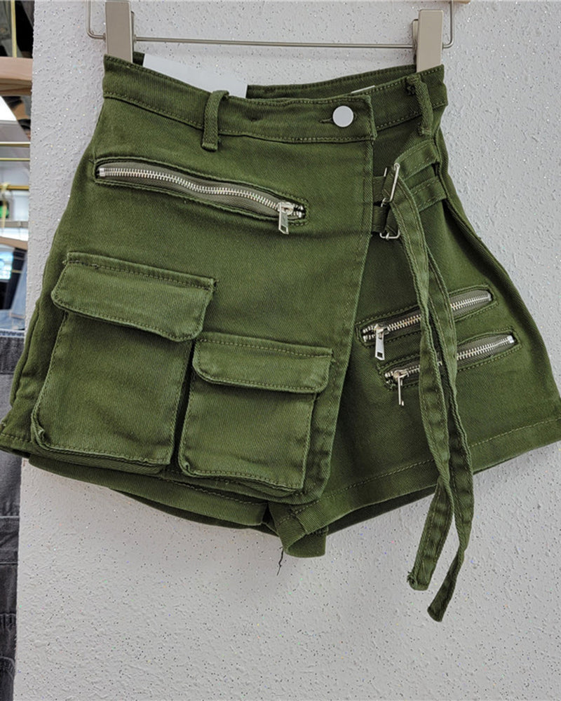 Atlanta Denim Skort Army Green