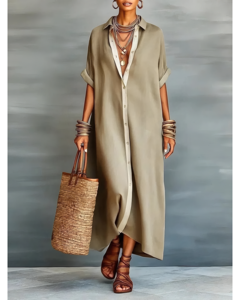 Boho Oversized Shirt Dress