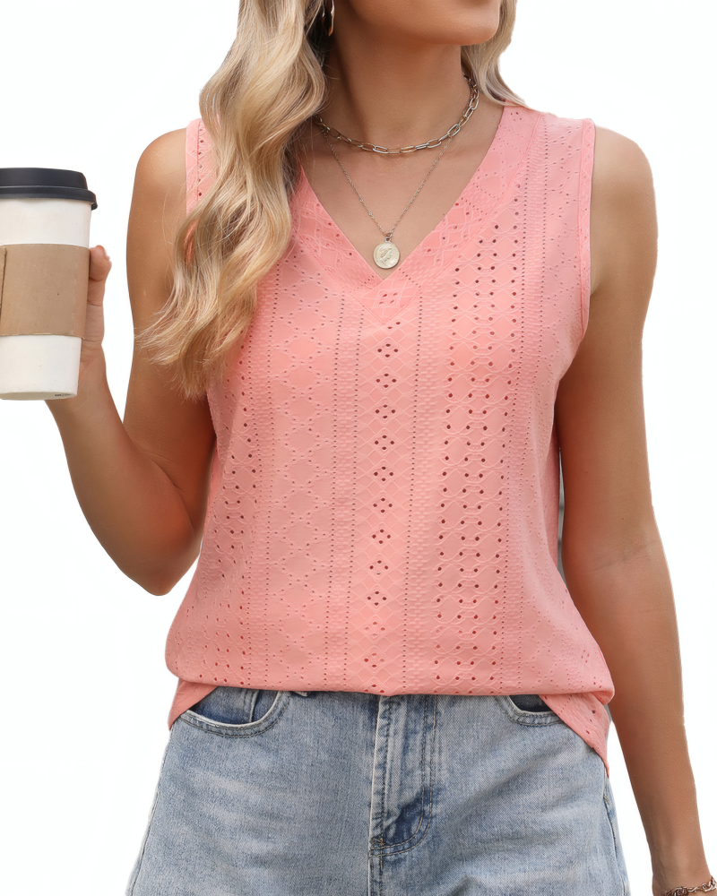Eyelet Ease V-Neck Tank