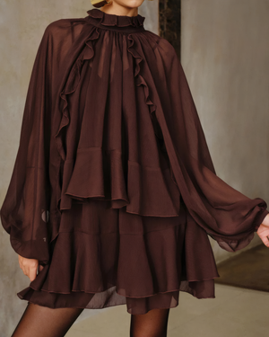 Tiered Ruffle Chiffon Mini Dress Set