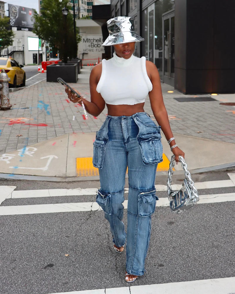 CityScape Cargo Jeans Light Denim Blue