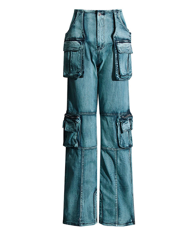 CityScape Cargo Jeans Denim Blue Green