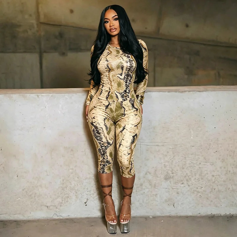 Snakeskin Long Sleeve Capri Set