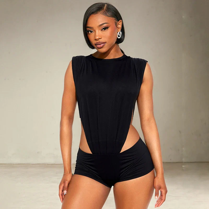 Edge Cut Bodysuit Shorts Set