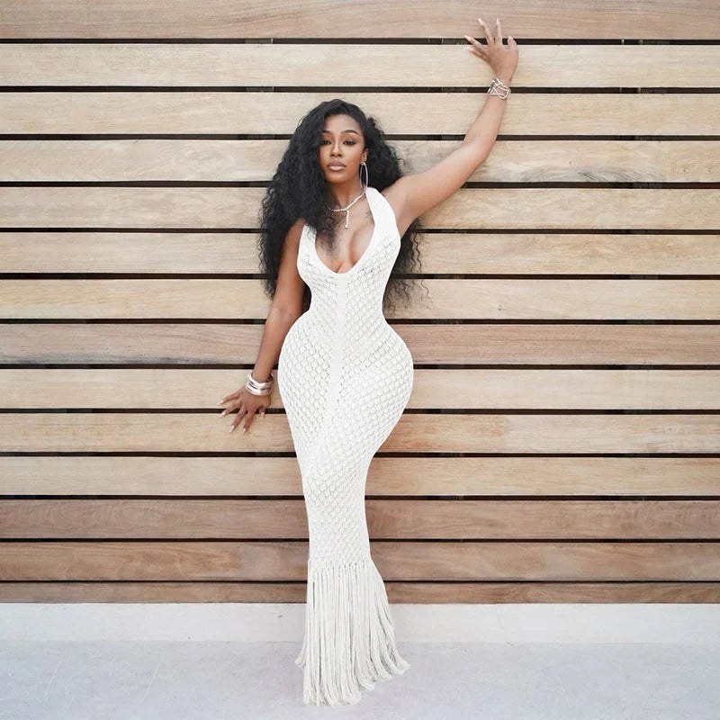 Fringe Knit Maxi Dress