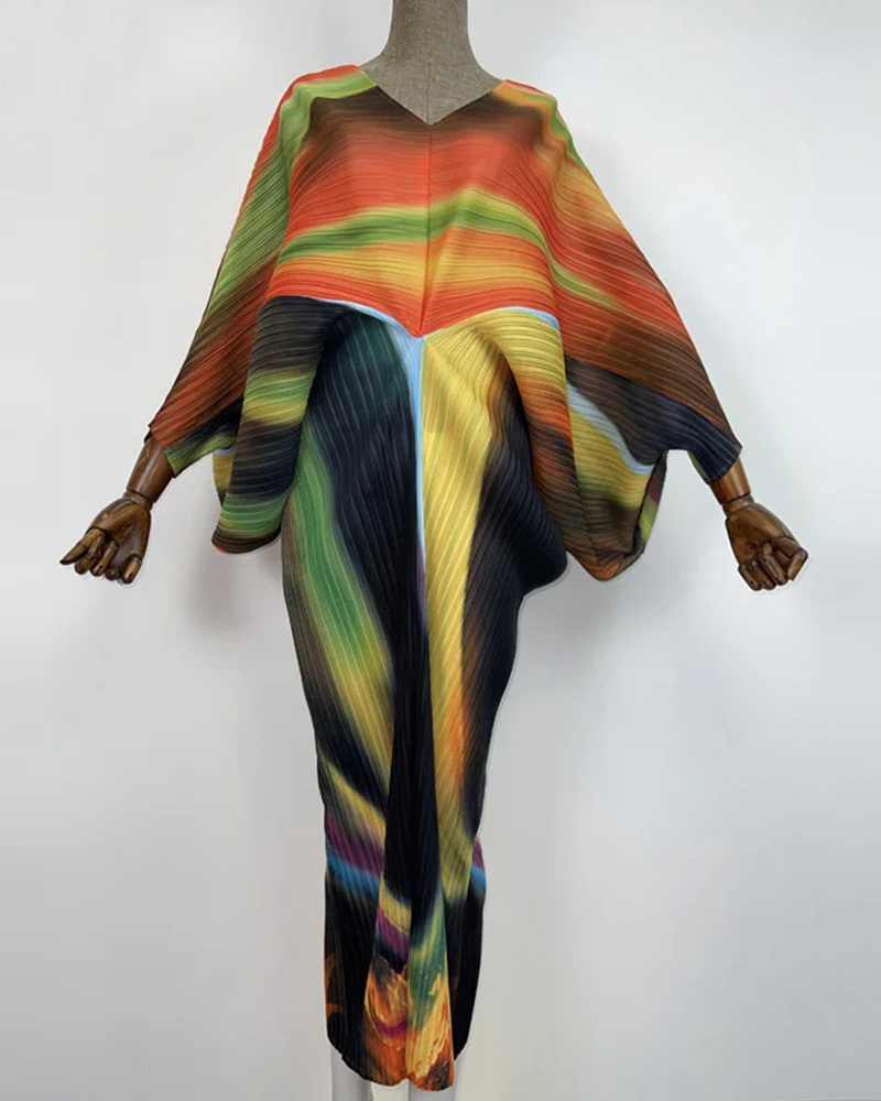 SADE Accordion MIDI DRESS Sade Orange Green FreeSize