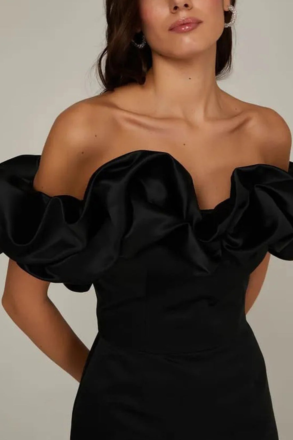 Satin Shirring Strapless Mini Dress