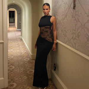 Lace Panel Maxi Dress