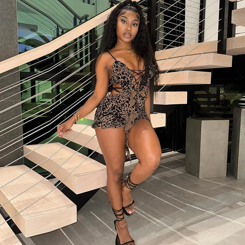 Leopard Cut-Out Romper