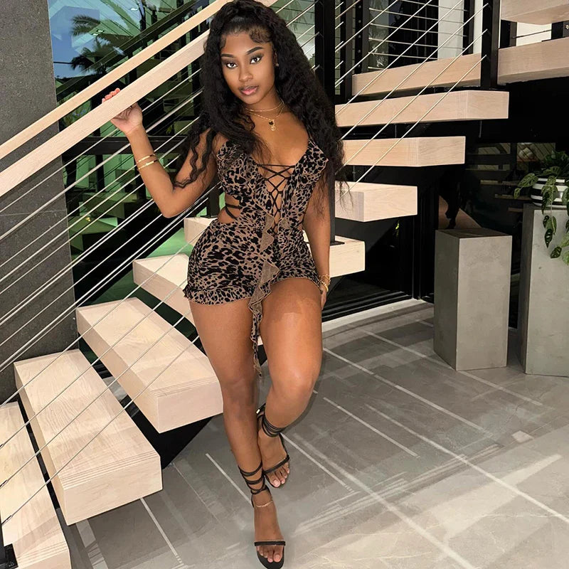 Leopard Cut-Out Romper