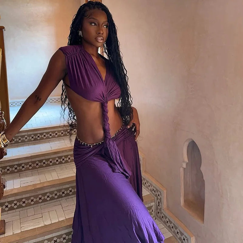 Twist-Front Cutout Maxi Dress