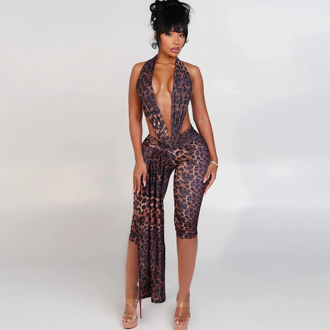 Temptation Wrap Leopard Jumpsuit